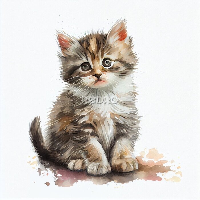 Sticker Porträt eines grauen Kätzchens