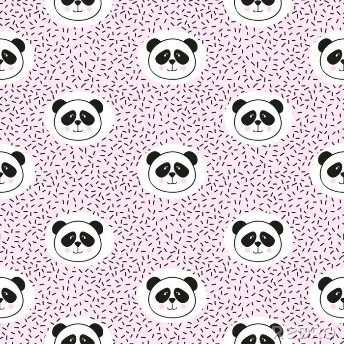 Sticker Porträt eines Pandas in Rosa