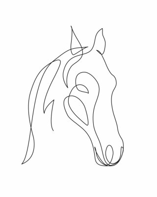 Sticker Porträt eines Pferdes mit Linien bemalt