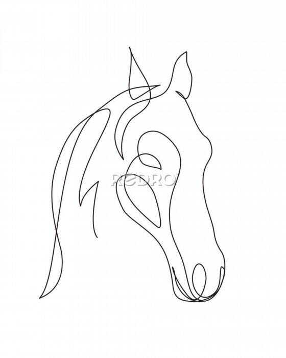 Sticker Porträt eines Pferdes mit Linien bemalt