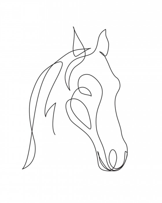 Sticker Porträt eines Pferdes mit Linien bemalt