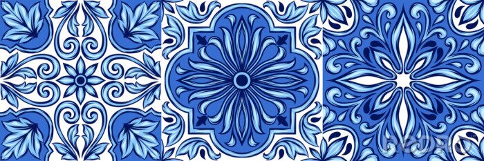 Sticker Portuguese azulejo ceramic tile pattern.
