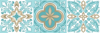 Sticker Portuguese azulejo ceramic tile pattern.