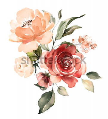 Sticker Puderrosa und rote Rosen