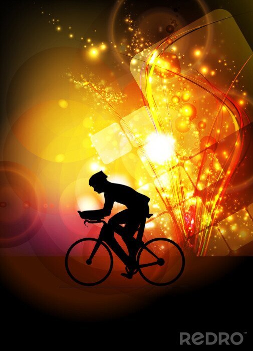 Sticker Radfahrer und gelber abstrakter Hintergrund