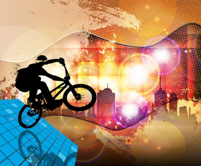 Radfahrer vor dem Hintergrund der Stadt