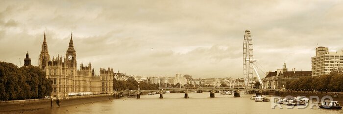 Sticker räumliches Panorama von London in Sepia