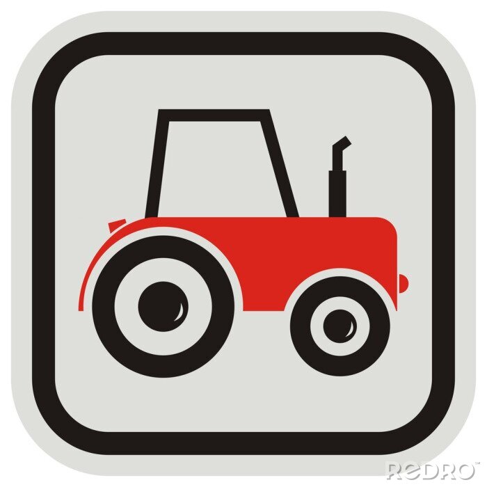 Sticker Red Traktor, Vektor-Symbol, Rahmen