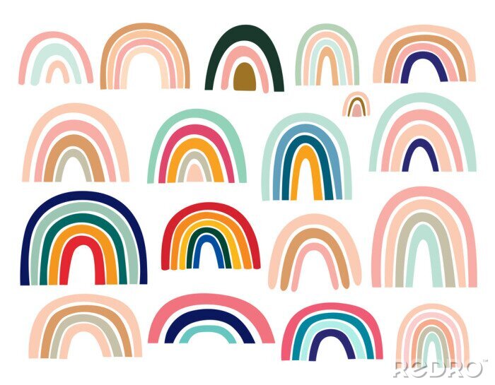 Sticker Regenbogen - Set in Pastellfarben
