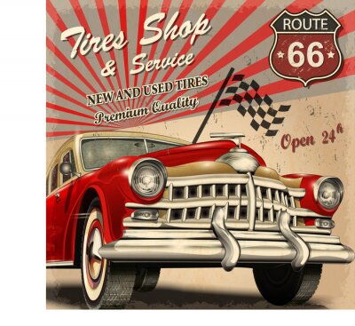 Sticker Reifendienst retro poster