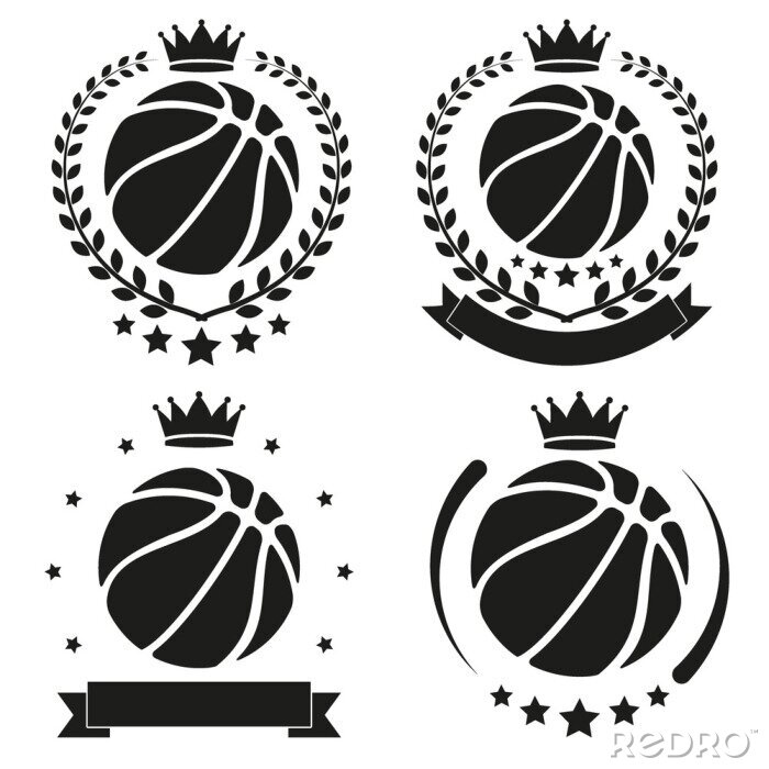 Sticker Reihe von Vintage-Basketball Club Abzeichen und Aufkleber