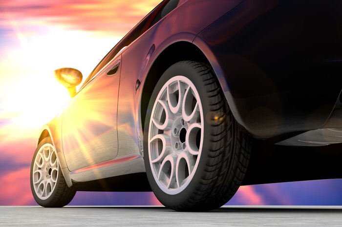 Sticker Reise bei Sonnenuntergang