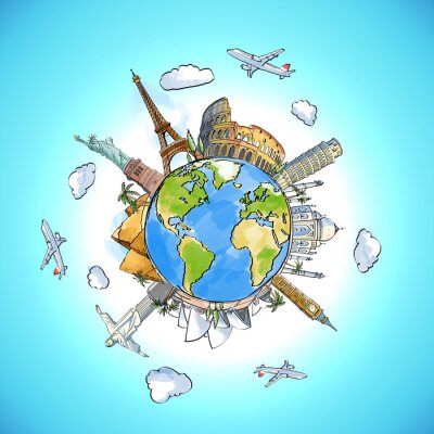 Sticker Reise-Hintergrund