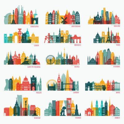 Sticker Reise- und Tourismushintergrund. Vektor-Illustration