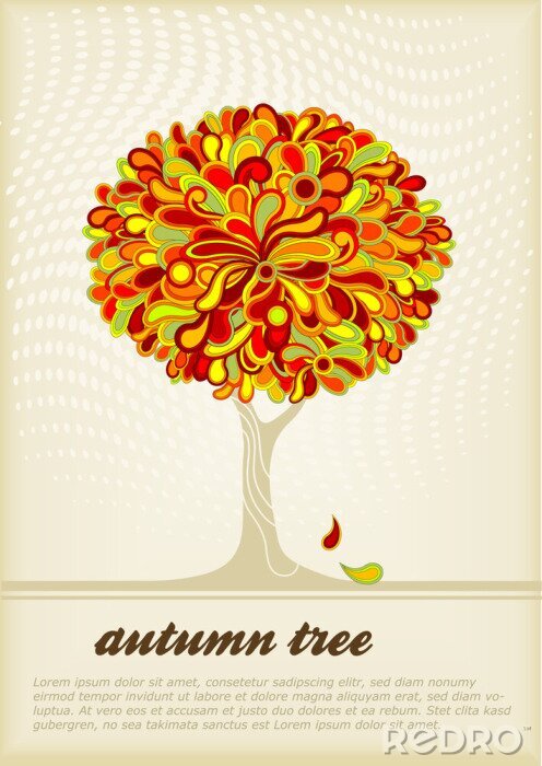 Sticker Retro Baum im Herbst