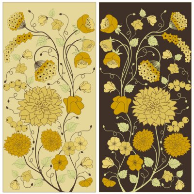 Sticker Retro-Blumen in zwei Rechtecken