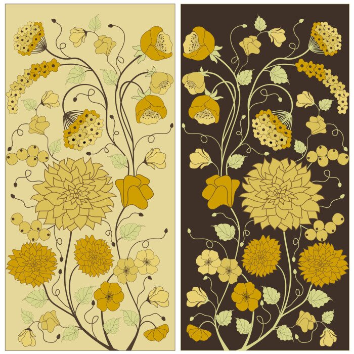 Sticker Retro-Blumen in zwei Rechtecken