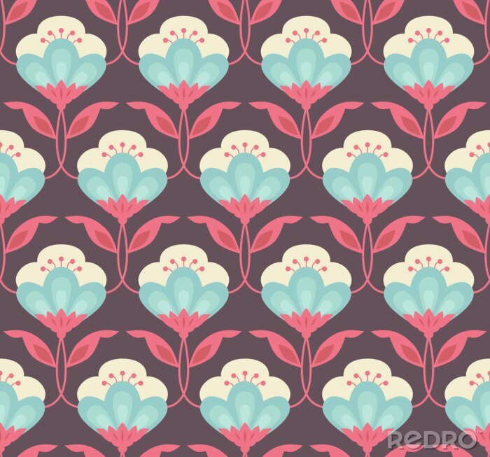 Sticker Retro Blumenmuster