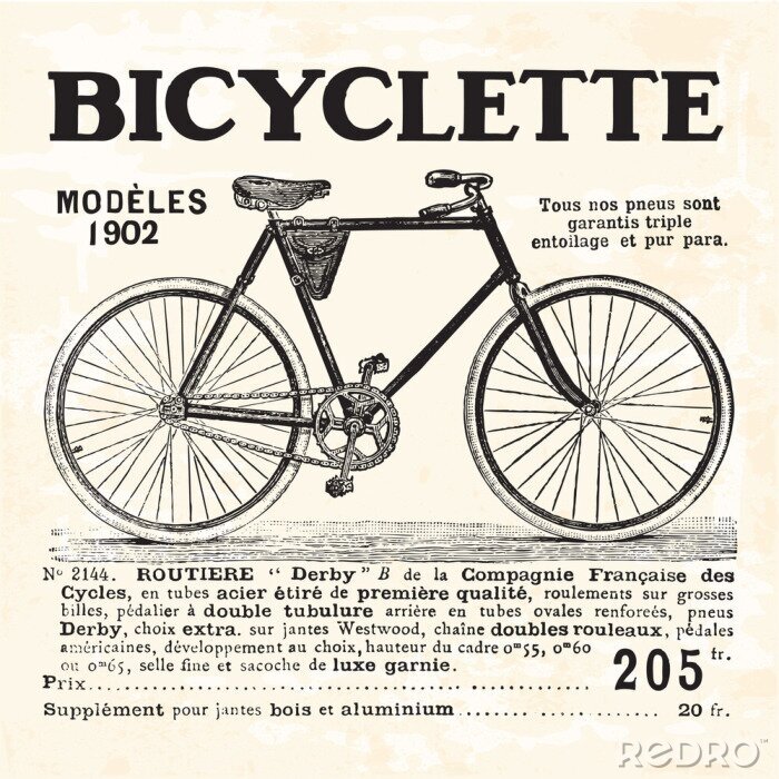 Sticker Retro-Fahrrad auf altem Papier