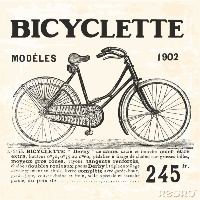 Sticker Retro-Fahrrad für eine Frau