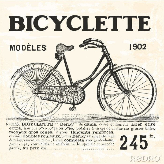 Sticker Retro-Fahrrad für eine Frau