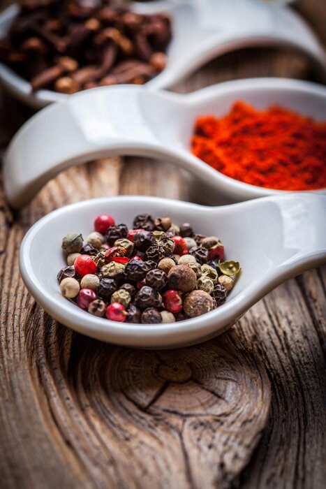 Sticker Retro-Gewürze Pfeffer, Paprika, Nelken