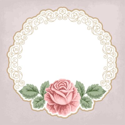 Sticker Retro-Hintergrund mit Rosen