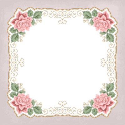 Sticker Retro-Hintergrund mit Rosen