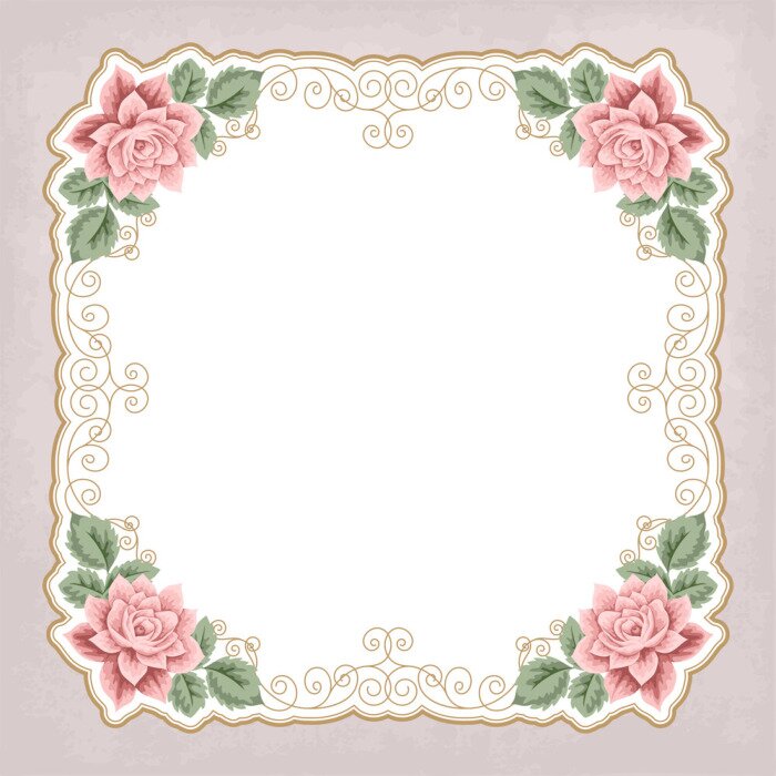 Sticker Retro-Hintergrund mit Rosen