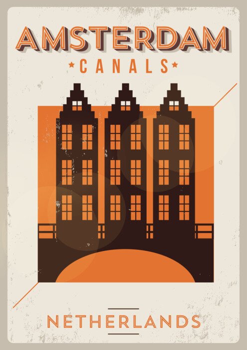 Sticker Retro-Illustration Amsterdams