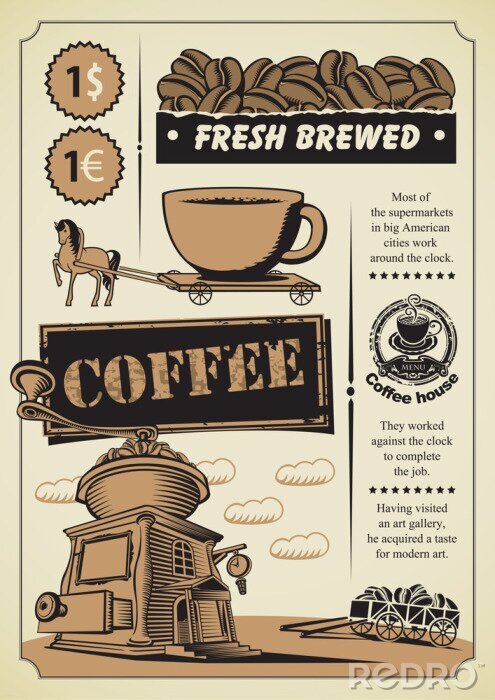 Sticker Retro-Motiv mit Kaffee