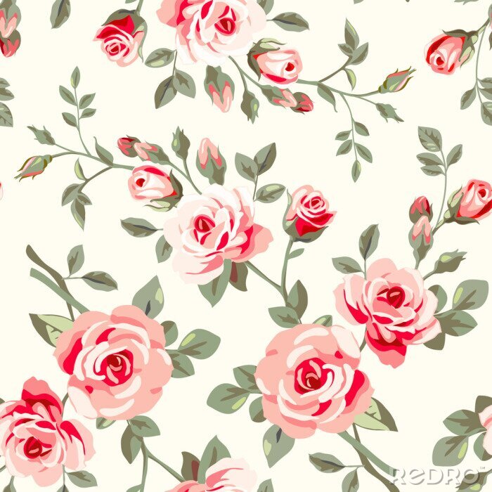 Sticker Retro-Muster mit Rosen