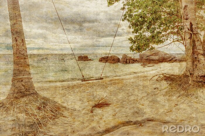 Sticker Retro sandiger Strand