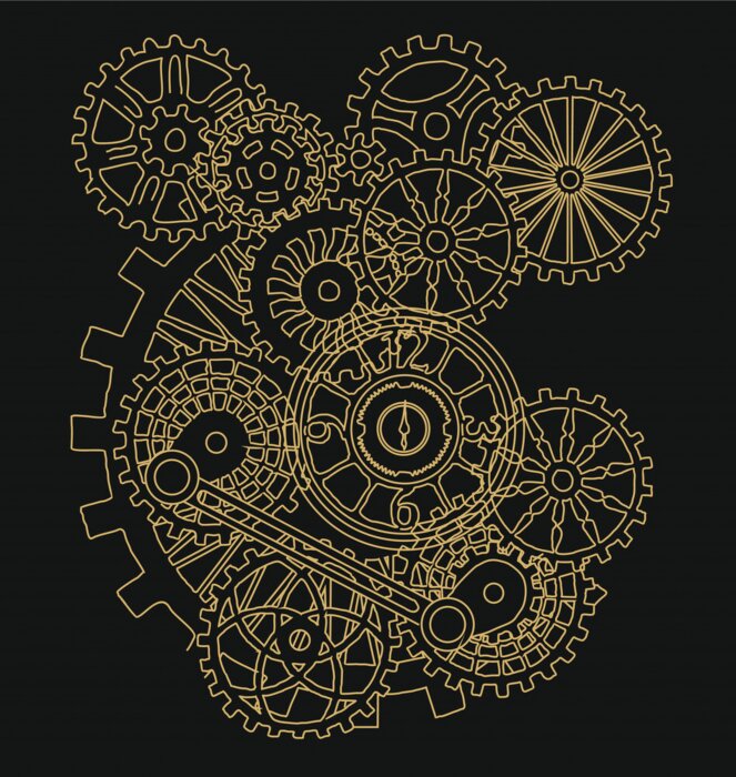 Sticker Retro-Steampunk-Zahnräder