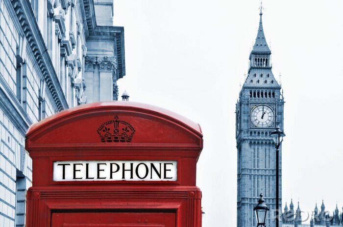 Sticker Retro-Telefonzelle und Big Ben