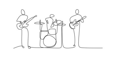 Sticker Rockband mit einer einzigen Linie gemalt Grafik