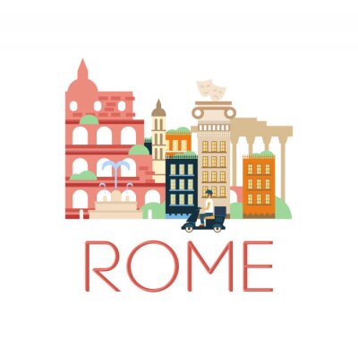 Sticker Rom Klassische Toristische Landschaft