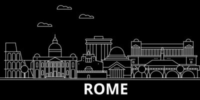 Sticker Rom Silhouette Skyline. Italien - Rom-Vektorstadt, italienische lineare Architektur, Gebäude. Rom-Linie Reiseillustration, Marksteine. Flache Ikone Italiens, italienische Entwurfsdesignfahne