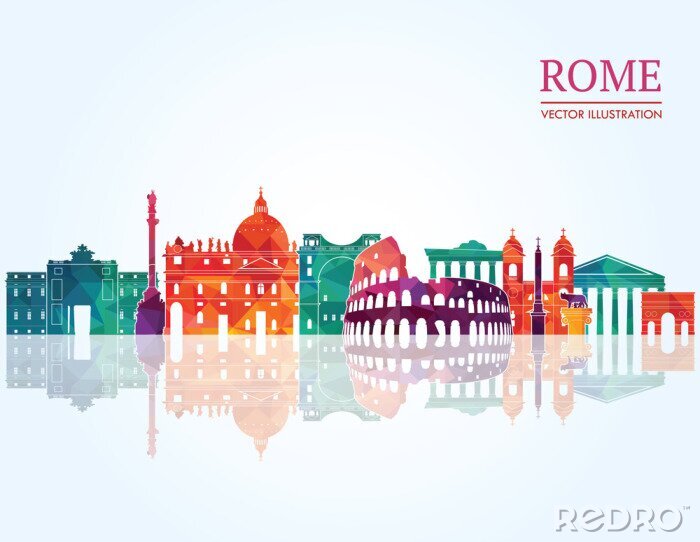 Sticker Rom Skyline detaillierte Silhouette. Abbildung