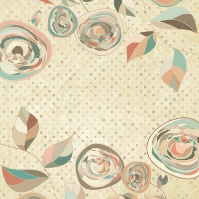 Sticker Romantische Blumen mit Weinleserosen. EPS 8