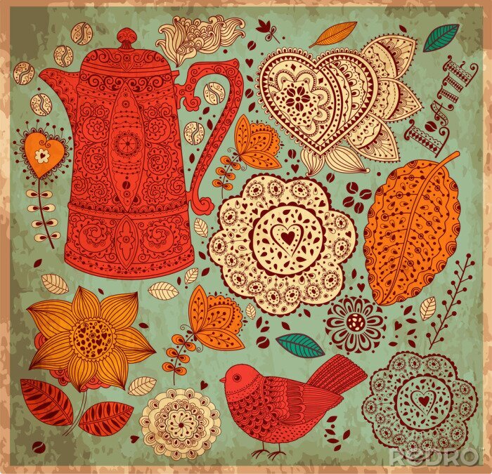 Sticker Romantisches Küchenmuster