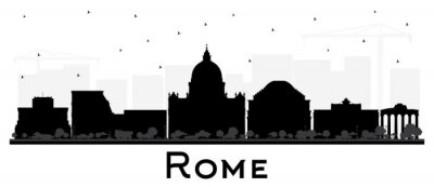 Sticker Rome Italy City Skyline Silhouette with Black Buildings Isolated on White.