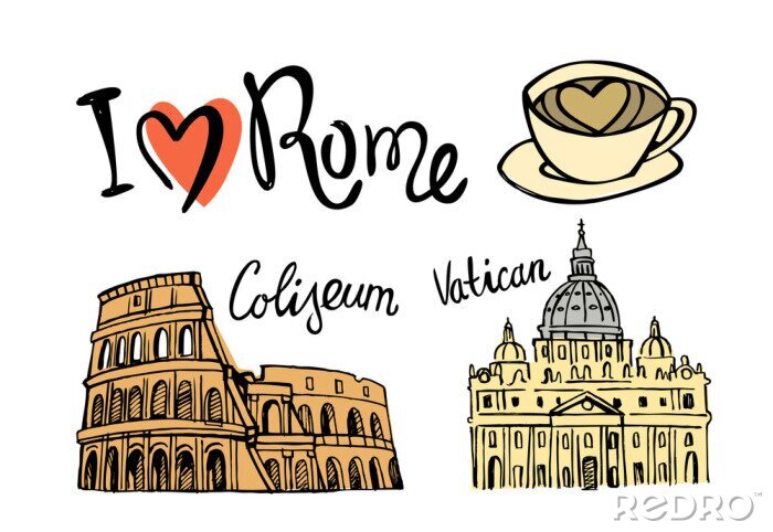 Sticker Rome landmark seamless