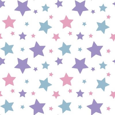 Sticker Rosa blaue violette Sterne weißer Hintergrund