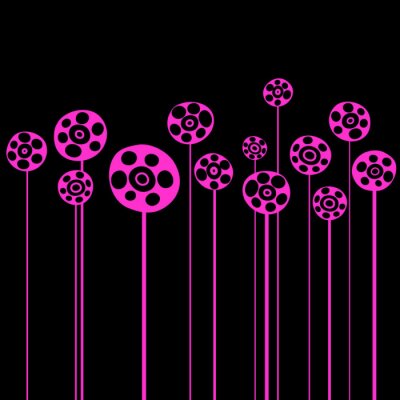 Sticker Rosa Blumen auf schwarzem Hintergrund