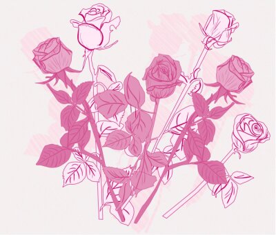 Sticker Rosa Illustration mit Rosen