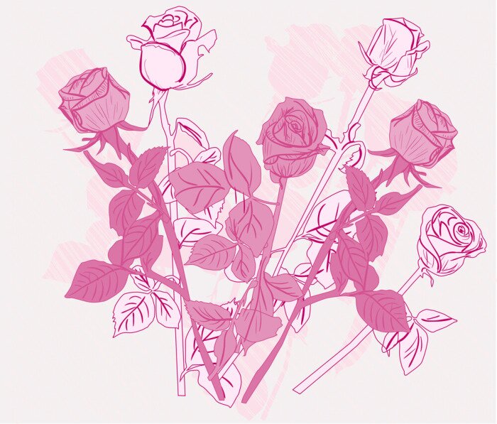 Sticker Rosa Illustration mit Rosen