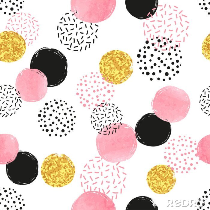 Sticker Rosa Muster mit Punkten und gemusterten Kreisen