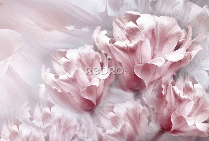 Sticker Rosa Tulpen auf hellem Hintergrund