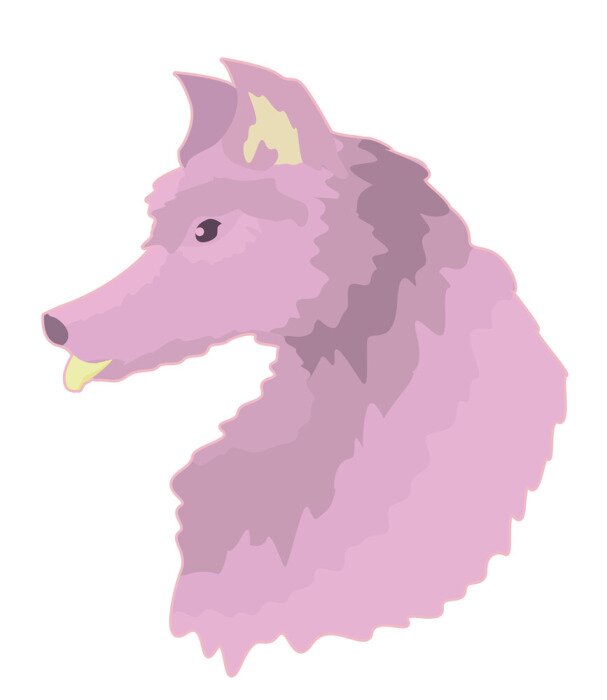 Sticker Rosa Wolf mit gelber Zunge